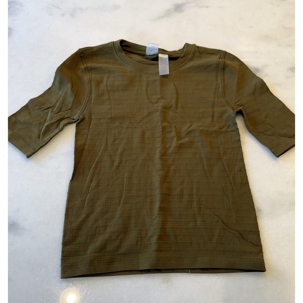 Calia Seamless Crop Tee Womens Medium‎ Dark Khaki Olive NWOT